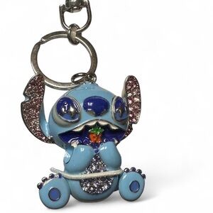 Disney Stitch Blue and Silver Stitch Keychain Bag Charm Rhinestone Strawberry